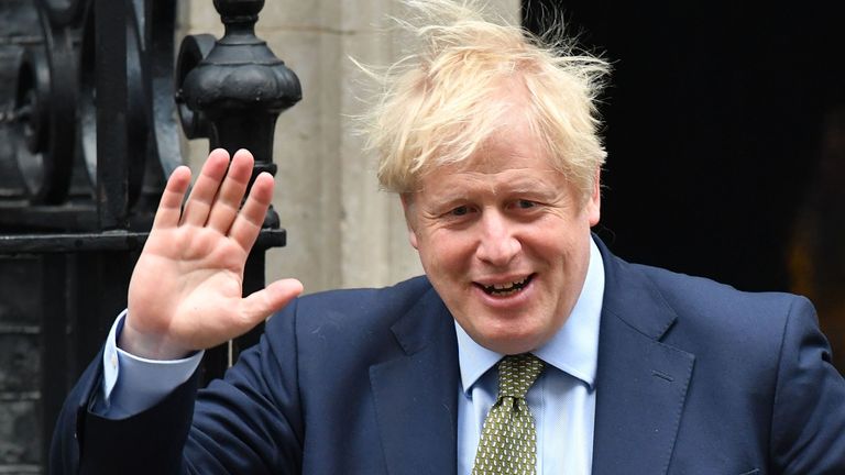 Britain&#39;s Prime Minister Boris Johnson leaves number 10 Downing Street in central London on January 15, 2020, to take part in the Prime Minister Question (PMQ) session in the House of Commons. (Photo by Ben STANSALL / AFP) (Photo by BEN STANSALL/AFP via Getty Images)