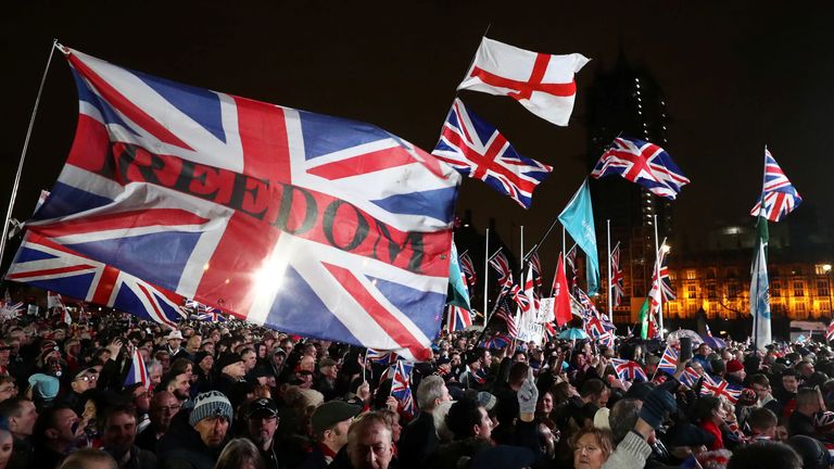 Brexiteers celebrated in Parliament Square