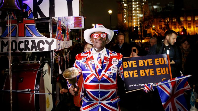 People have been celebrating leaving the EU on Brexit day in London