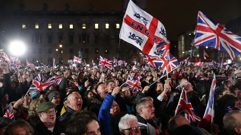 Brexit supporters in Parliament Square