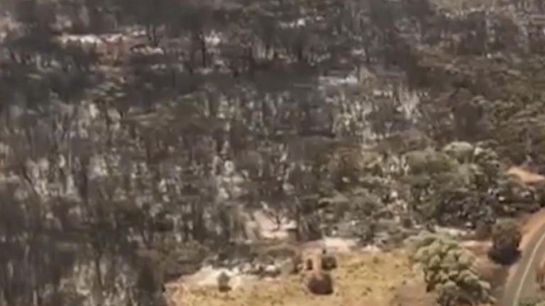 Aerial footage showed the extent of destruction caused by an out-of-control bushfire that swept Kangaroo Island in South Australia.