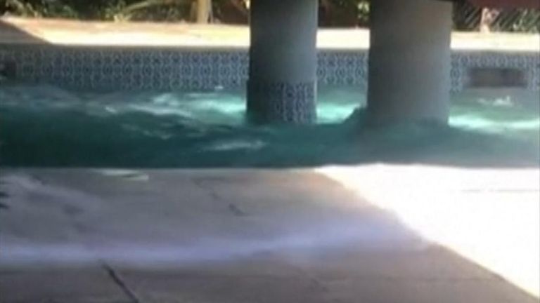Swimming pool shakes during Cayman Islands quake
