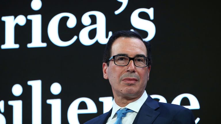 U.S. Treasury Secretary Steven Mnuchin attends a session at the 50th World Economic Forum (WEF) annual meeting in Davos