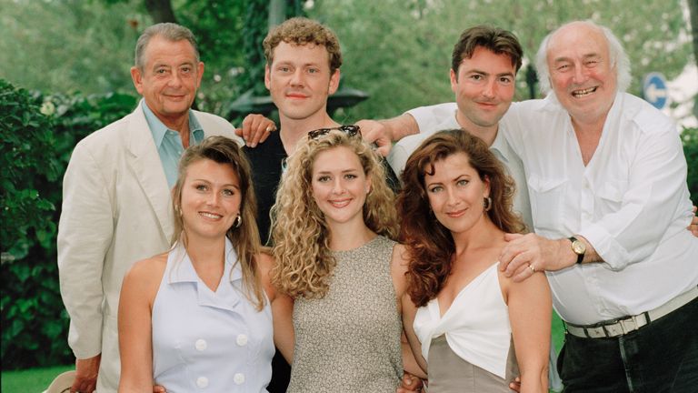 Fowlds (back left) with the cast of Heartbeat