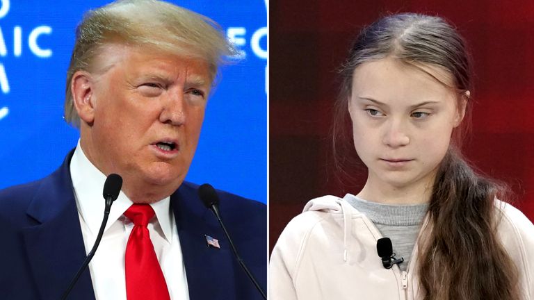 Donald Trump and Greta Thunberg at Davos