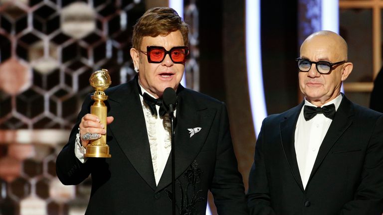 Golden Globes 2020 winner Elton John on stage