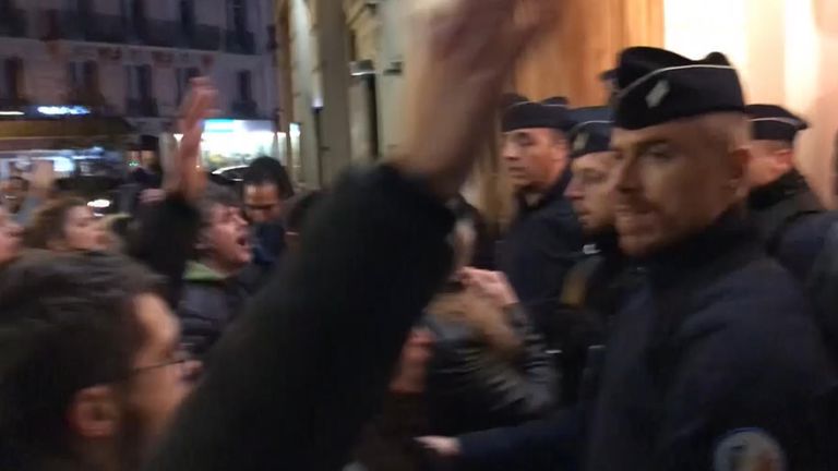 Police confronted the protesters
