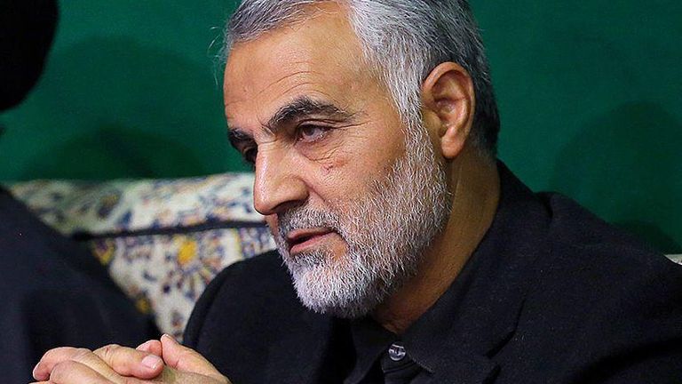 Major General Qassem Soleimani (R) with Ayatollah Ali Khamenei (L) in 2015