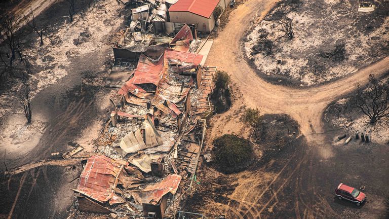 Property damaged by the East Gippsland fires in Sarsfield, Victoria, Australia January 1, 2020