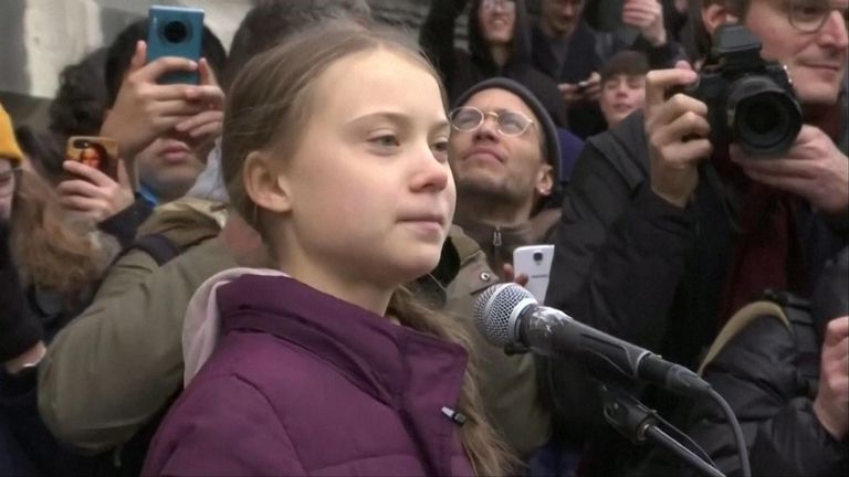 Greta Thunberg has denounced a lack of government action to tackle climate change ahead of the World Economic Forum in Davos.