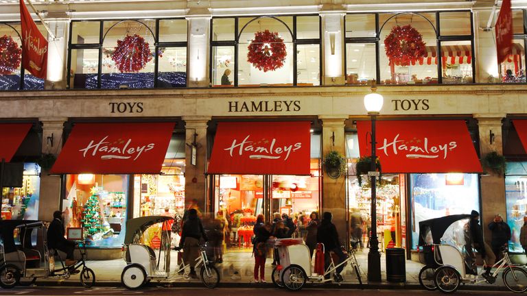 Exterior view of Hamleys toy shop in London, December 2, 2011
