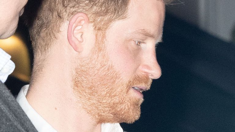 The Duke of Sussex leaves the Ivy Chelsea Garden in London after a private dinner for his charity Sentebale. PA Photo. Picture date: Sunday January 19, 2020. See PA story ROYAL Sussex. Photo credit should read: Dominic Lipinski/PA Wire