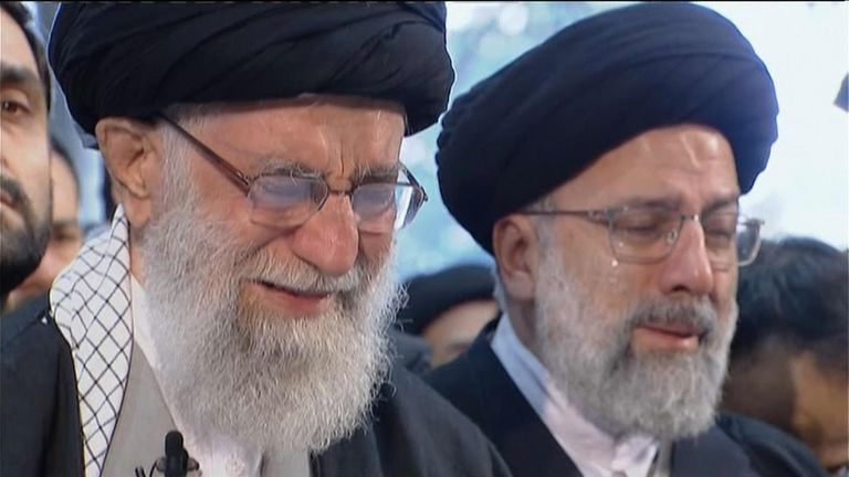 Iran's Supreme Leader Ayatollah Khamenei wept at prayers for the general