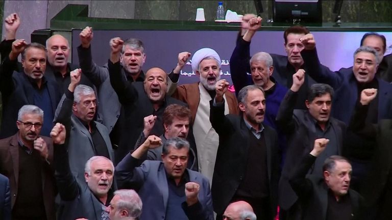 Iranian MPs unanimously chanted 'death to America' in the chamber to protest against Soleimani's assassination by the US