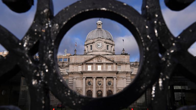 A general view shows Government Buildings in Dublin
