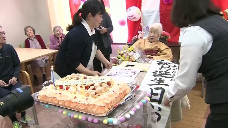 Ms Tanaka had a cake fit for the occasion as she marked her 117th birthday 