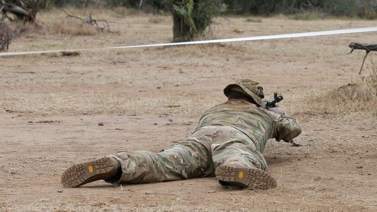 Soldiers in training at a British Army camp in Laikipia, Kenya 