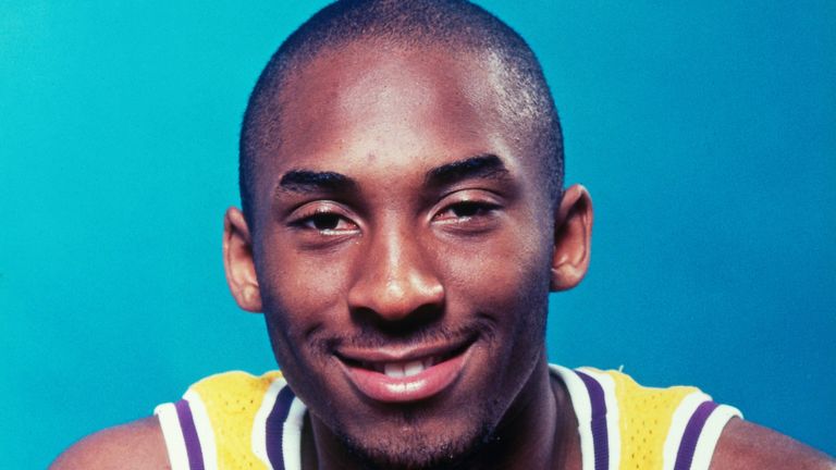 Kobe Bryant #8 of the Los Angeles Lakers poses for a portrait during media day on October 1, 1996 at the Great Western Forum in Inglewood, California
