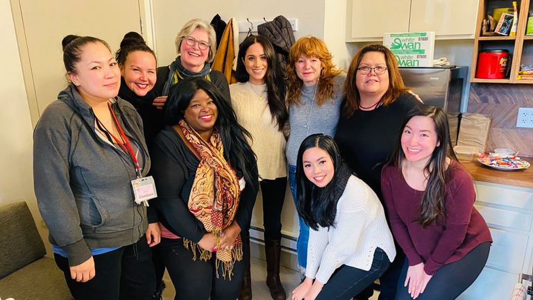 Meghan Markle with members of the Vancouver Downtown Eastside Women's Centre Pic: DEWC Vancouver