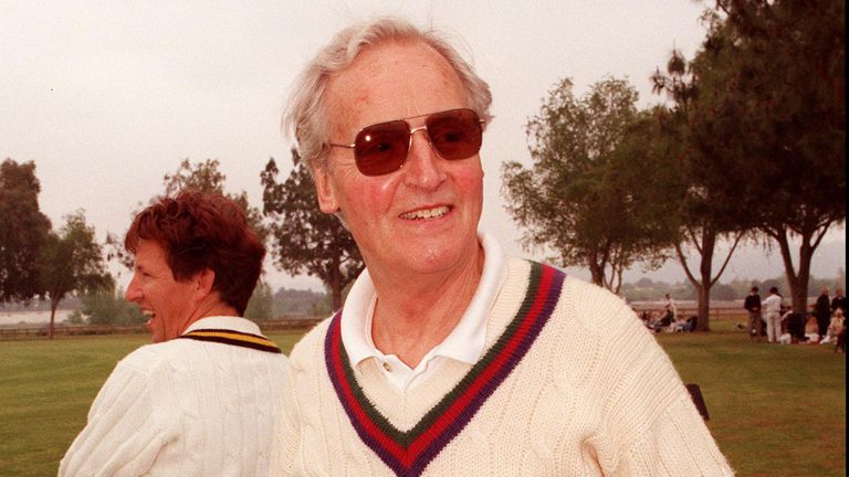 Woodley park, CA. Game Show host Nicholas Parsons during the celebrity cricket match held in aid of the "Lord Taverners Trust" which helps young people with special needs. Picture Dan Callister Online USA Inc.