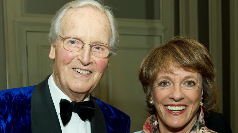 Nicholas Parsons and Esther Rantzen attend Nicholas Parsons 90th birthday party at the Churchill Hotel on October 8, 2013 in London