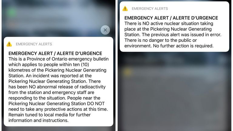 People in Ontario got sent an emergency alert warning of an incident at the Pickering nuclear power plant