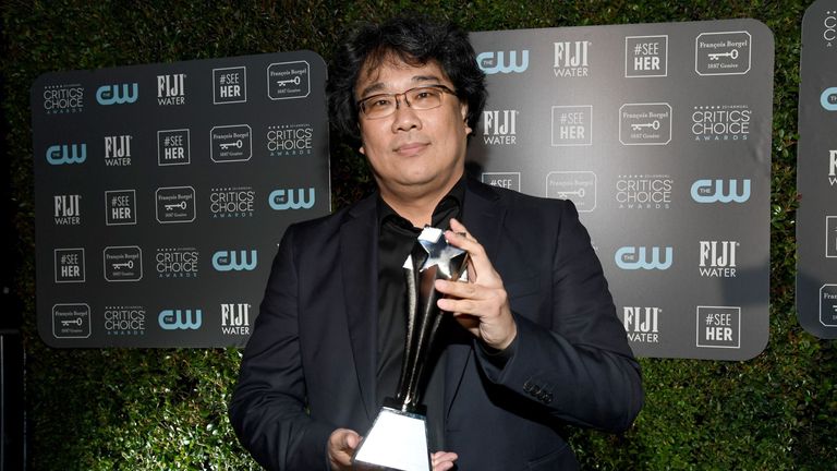 Parasite director Bong Joon-Ho shared the best director prize with Sam Mendes (1917) at the Critics' Choice Awards