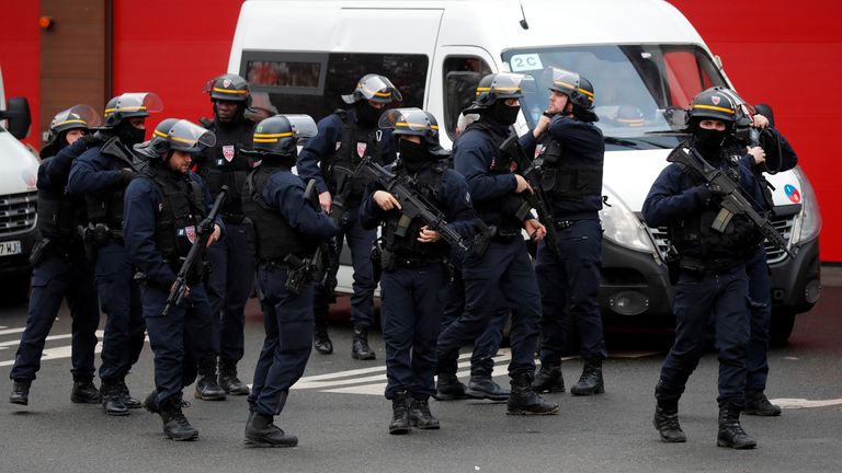 French police secure an area in Villejuif near Paris