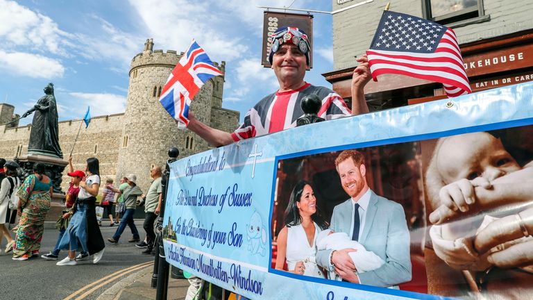 Well-wishers gathered in Windsor ahead of baby Archie&#39;s christening, which was a private affair