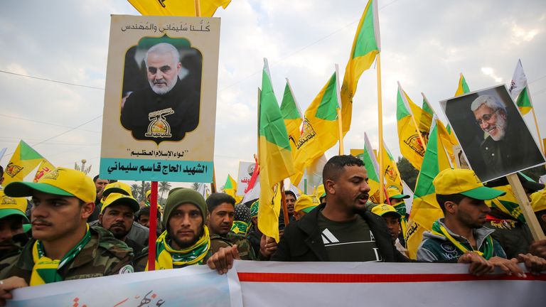 Supporters at General Soleimani's funeral in Baghdad