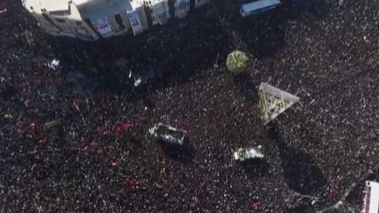 Thousands have turned out for the procession in the town of Kerman