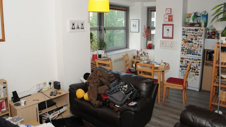 The living room of Sinaga's flat