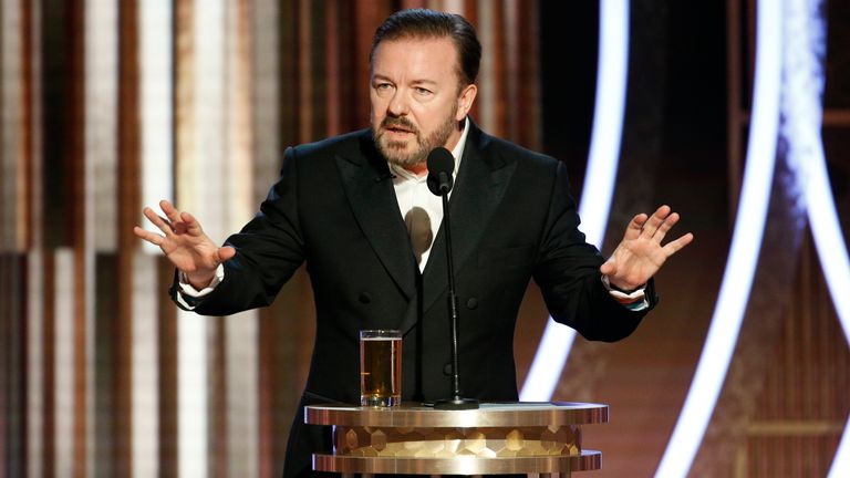 Ricky Gervais hosting the Golden Globes 2020