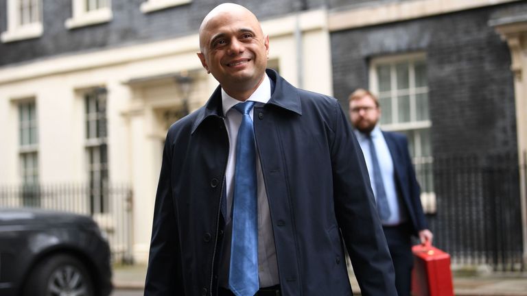 Sajid Javid leaves Downing Street, London, after the first Cabinet meeting of the year