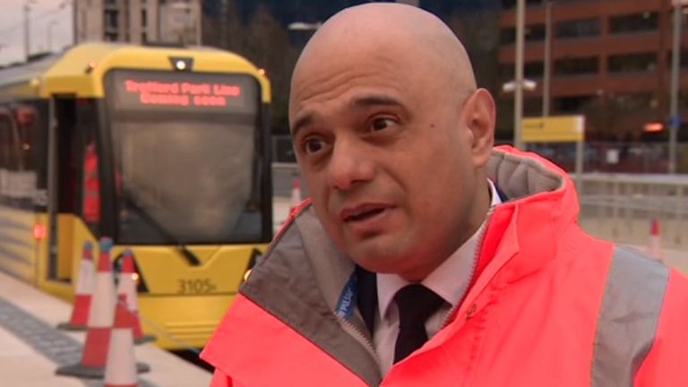 The date of Sajid Javid&#39;s first Budget was revealed during a visit to the £350m Trafford Park tram line project in Manchester