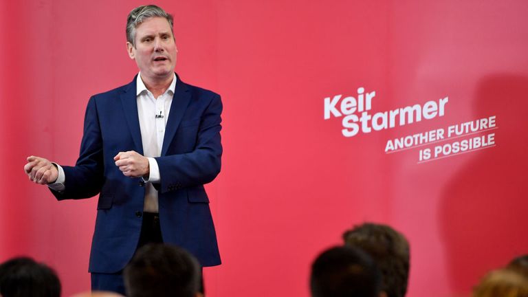 MANCHESTER, ENGLAND - JANUARY 11: Labour MP Sir Keir Starmer speaks at the Mechanics Institute, best known as the birthplace of the British Trade Union Congress, as he launches his leadership campaign on January 11, 2020 in Manchester, England. (Photo by Anthony Devlin/Getty Images)