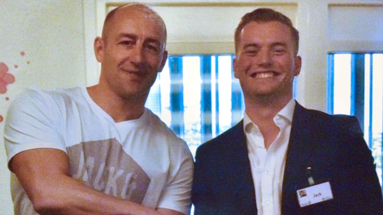 Embargoed to 0001 Tuesday January 7 Handout photo issued by Steve Gallant of himself (left) with Jack Merritt (right, who died in the London Bridge attack) pictured at the end of a Learning Together training course in April 2018. The convicted murderer has revealed how he "did not hesitate" to help fight off a terrorist on London Bridge. PA Photo. Issue date: Tuesday January 7, 2020. Serving prisoner Steve Gallant told how he took on Usman Khan as he embarked on a killing spree armed with two kn