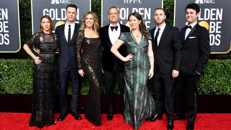 Tom Hanks and his family at the Golden Globes 2020