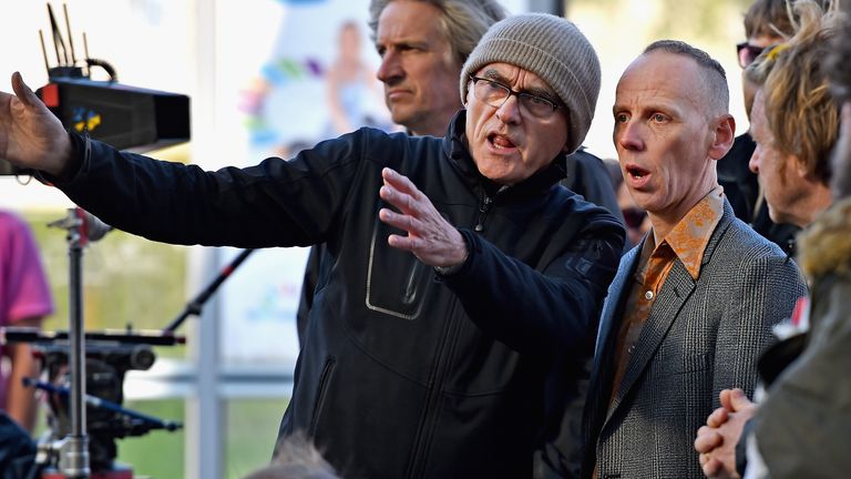 Director Danny Boyle and actor Ewen Bremner on the set of the Trainspotting sequel on May 11 2016 in Edinburgh, Scotland. The long awaited Trainspotting 2 is being filmed in Edinburgh and Glasgow, 20 years after the original was released it will also see the cast from the first film returning including Ewan McGregor, Jonny Lee Miller and Robert Carlyle