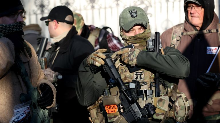 Many gun rights advocates brought military-style weapons with them