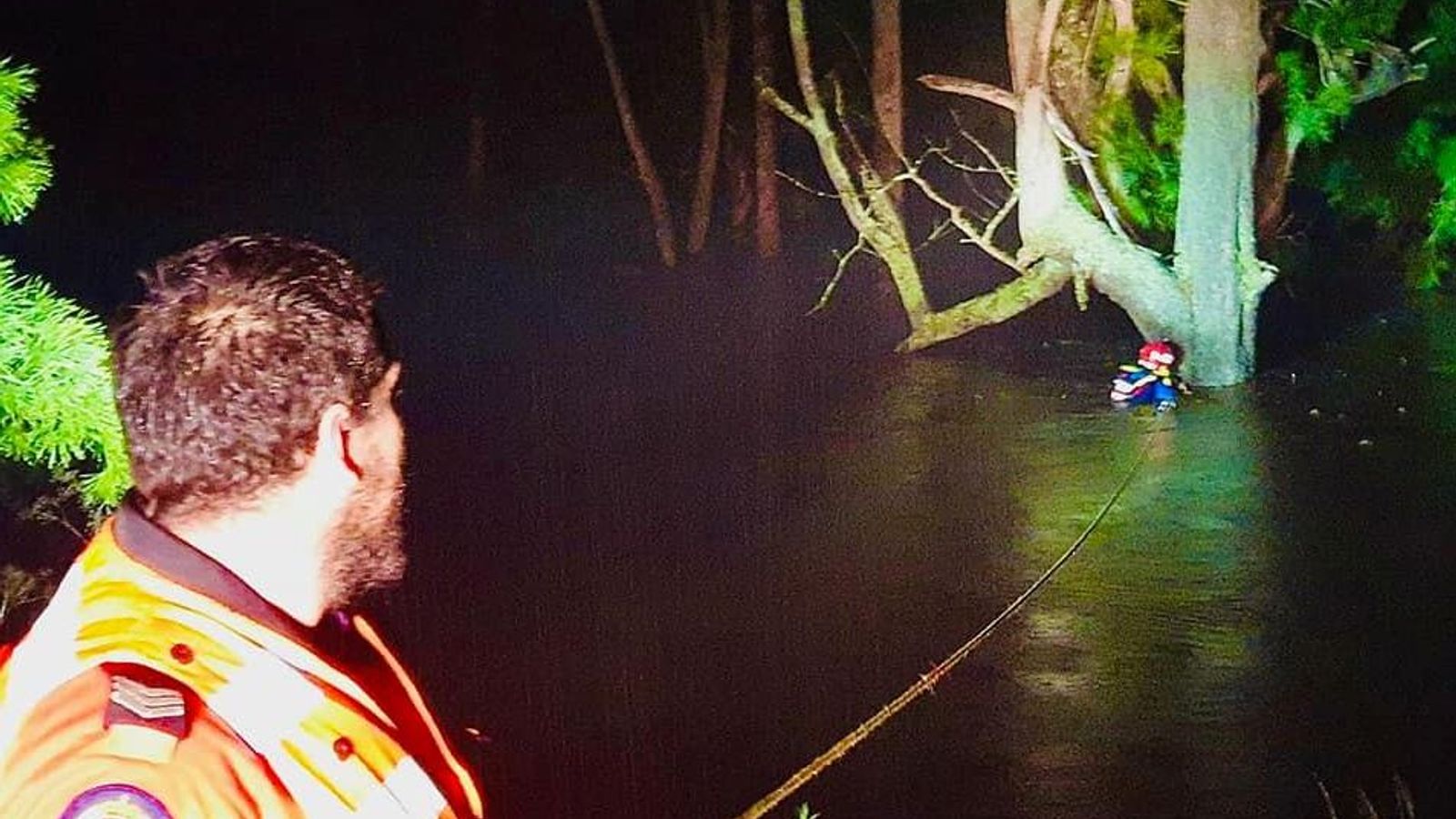 Man rescued from floods after 10 hours clinging to tree - Sky News