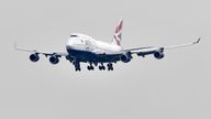 A British Airways Boeing 747 aircraft prepares to land at London Heathrow Airport. File pic