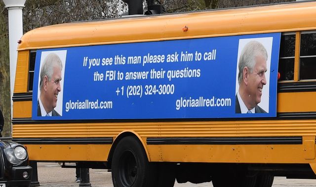 Prince Andrew urged to speak to FBI about Jeffrey Epstein in US school bus stunt outside Buckingham Palace