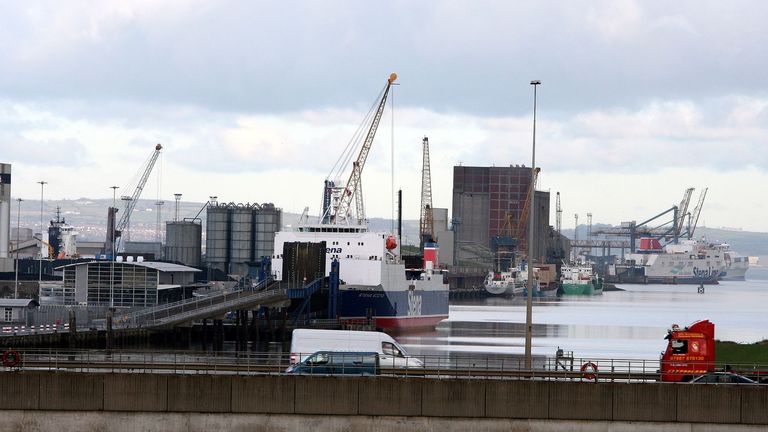 A general view of Belfast docks