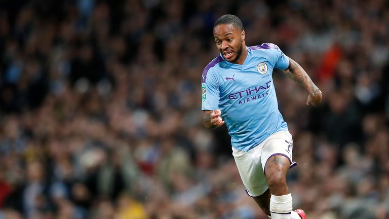 Manchester City's Raheem Sterling during the Carabao Cup Semi Final, second leg match at the Etihad Stadium, Manchester.