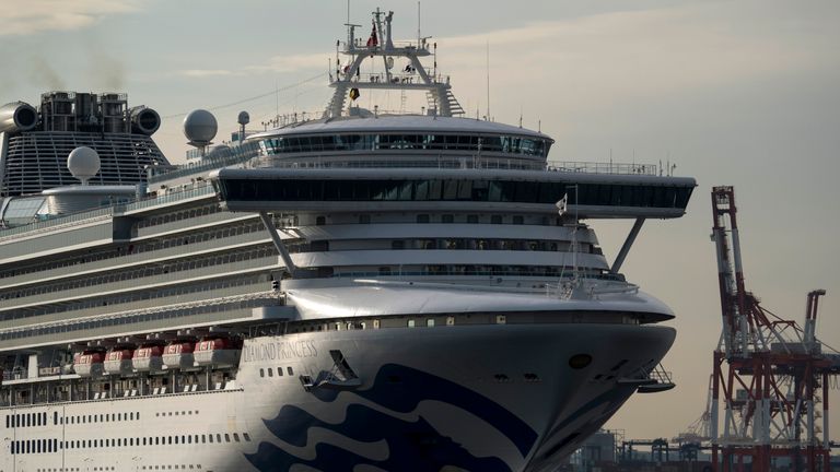 YOKOHAMA, JAPAN - FEBRUARY 12: The Diamond Princess cruise arrives to dock at Daikoku Pier on February 12, 2020 in Yokohama, Japan. The cruise ship, while being resupplied, remains in quarantine after a number of the 3,700 people on board were diagnoses with coronavirus. The number of confirmed cases have climbed to 175 as Japanese authorities continue treating people on board. The new cases bring the total number of infections to at least 200 in Japan, the largest number outside of China. (Photo by Tomohiro Ohsumi/Getty Images)