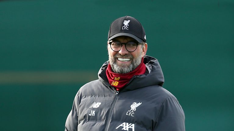 Liverpool manager Jurgen Klopp during a training session at Melwood Training Ground, Liverpool.