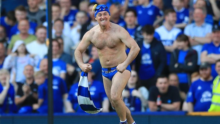 Speedo Mick during the Premier League match at Goodison Park, Liverpool.