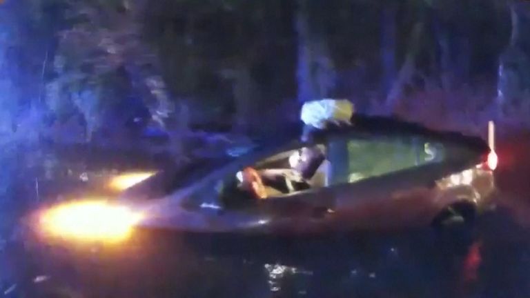 Car submerged in water in Atlanta