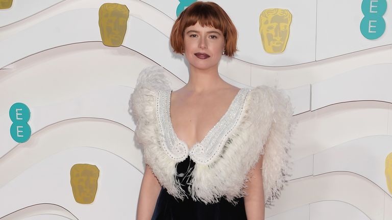 Jessie Buckley arrives at the EE British Academy Film Awards 2020 at Royal Albert Hall on February 2, 2020 in London